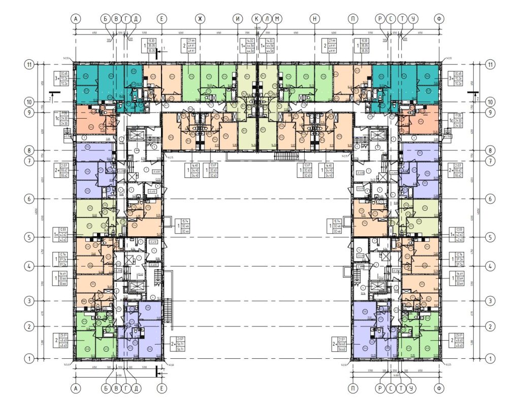Среднеэтажные жилые дома Б1-Б10, ЖК «Столичный». Чертежи и планировки.